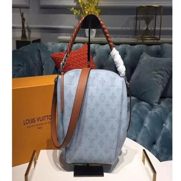 Louis Vuitton Twist bags with a contrast - colored interior for visual interestLouis Vuitton Girolata Handbag Mahina Bleu Horizon Pumpkin