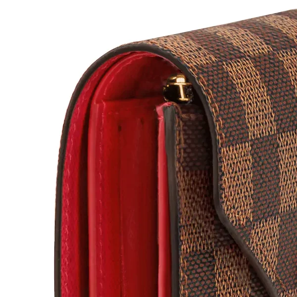 Louis Vuitton handbags with a back - zip pocket for storing valuablesLouis Vuitton Victorine Wallet Damier Ebene Cerise Red