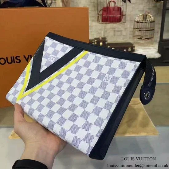 Louis Vuitton bags with a detachable mobile phone holder for convenienceLouis Vuitton Pochette Voyage MM Damier Azur Canvas