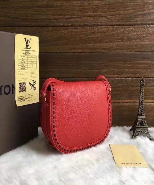 Louis Vuitton tote bags with a double - handle and shoulder - strap optionLouis Vuitton Junot Monogram Empreinte Leather Cerise