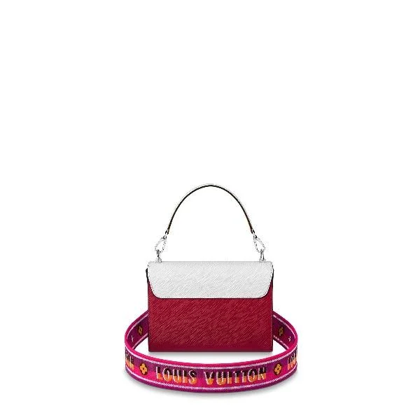 Ladies Louis Vuitton shoulder bags with a wide - width strap for comfortLouis Vuitton Twist MM Epi Blanc/Scarlet