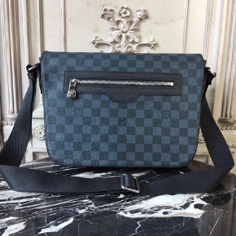 Ladies Louis Vuitton shoulder bags with a single - handle silhouetteLouis Vuitton Matchpoint Messenger Damier Cobalt Canvas