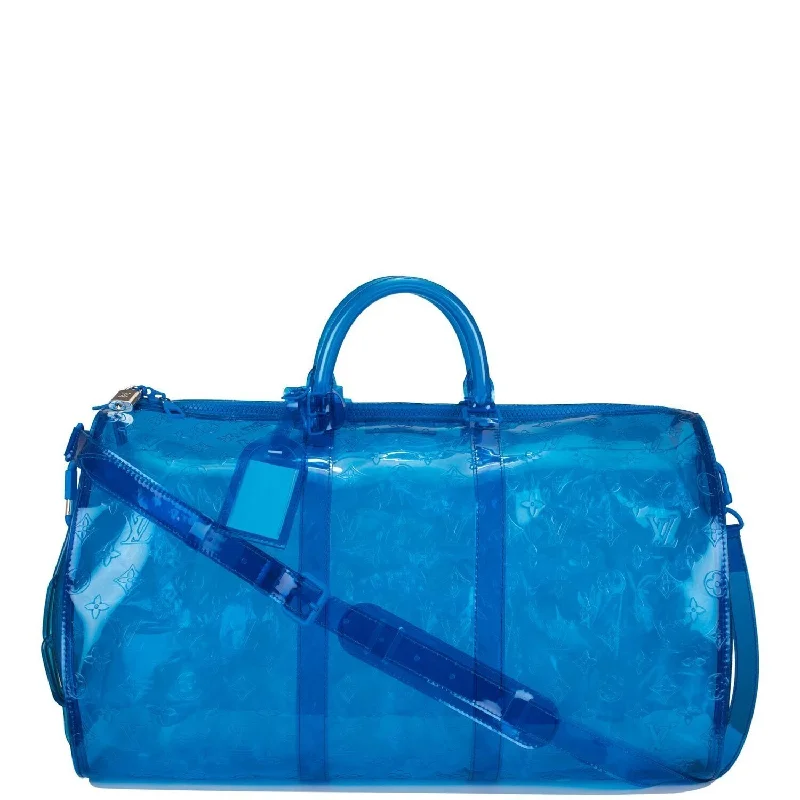 Louis Vuitton bags with a detachable mirror inside for on - the - go touch - upsLouis Vuitton Keepall Bandouliere Monogram 50 Blue PVC