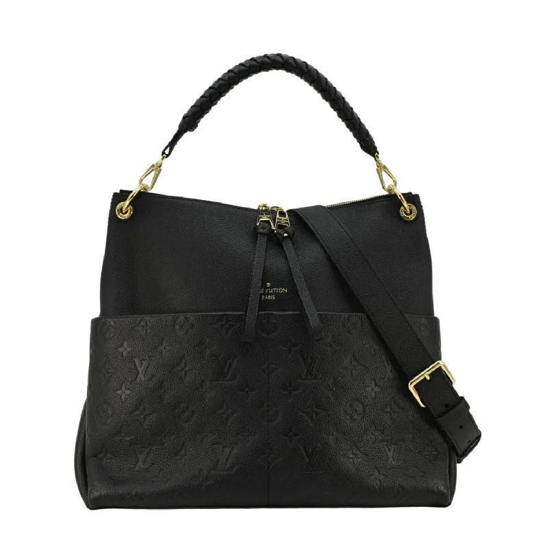 Louis Vuitton handbags with a back - zip pocket for storing valuablesLOUIS VUITTON Maida Monogram Empreinte Leather Hobo Shoulder Bag Black