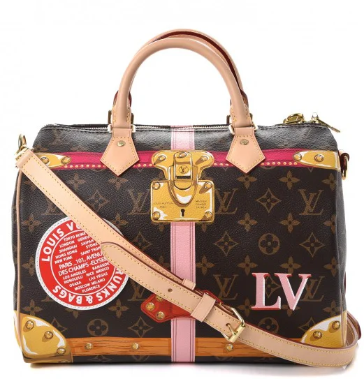 Ladies Louis Vuitton handbags with a detachable coin purse insideLouis Vuitton Speedy Bandouliere 30 Monogram Tromp L’oeil Screen