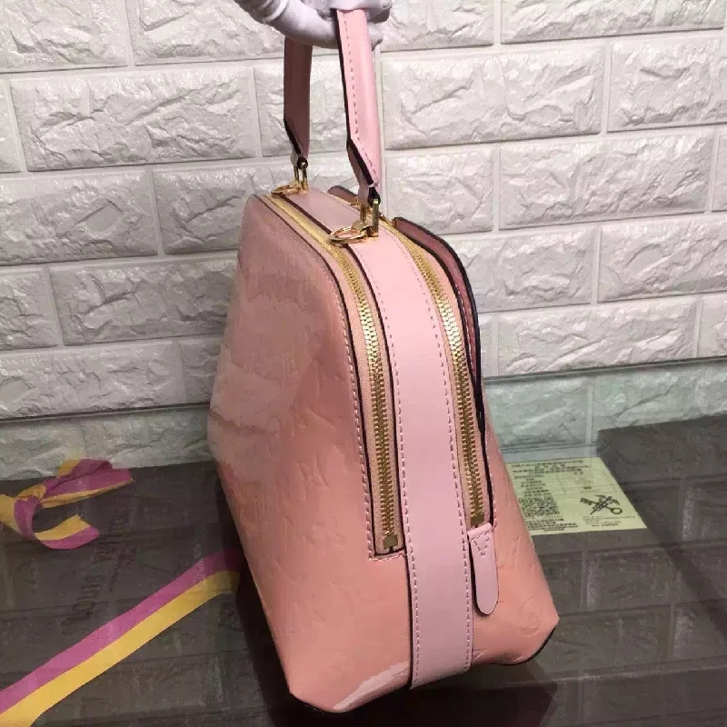 Louis Vuitton handbags with a metal - framed clasp for durabilityLouis Vuitton Melrose Monogram Vernis Pink