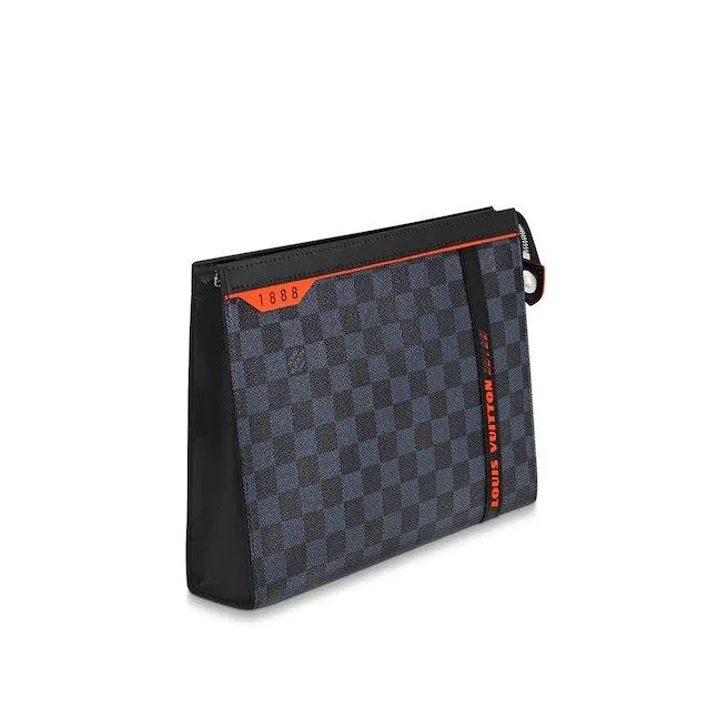 Louis Vuitton Alma bags with a monogram - embossed leather surfaceLouis Vuitton Pochette Voyage MM Damier Cobalt Canvas Race