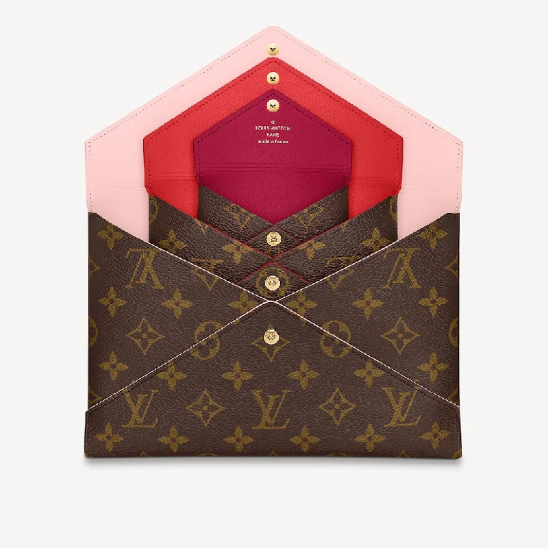 Louis Vuitton crossbody bags in a bold red color for a statementLOUIS VUITTON Monogram Pochette Kirigami Large