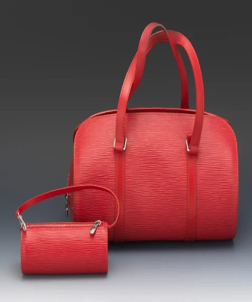 Ladies Louis Vuitton Capucines bags with gold - toned hardwareLouis Vuitton Soufflot Bag Black Epi Leather Red<