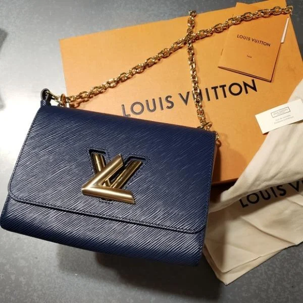 Louis Vuitton handbags with a back - zip pocket for storing valuablesLouis Vuitton Twist MM Epi Leather Indigo Gold-Colored Lock