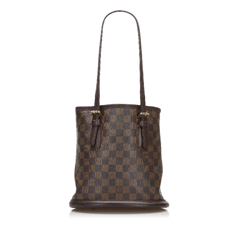 Ladies Louis Vuitton shoulder bags with a tassel decoration for charmLouis Vuitton Marais Damier Ebene Canvas