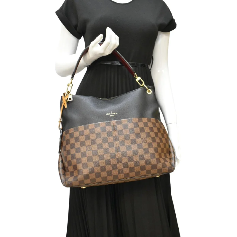 Louis Vuitton tote bags with a spacious interior and multiple pocketsLOUIS VUITTON Maida Damier Ebene Hobo Shoulder Bag Noir