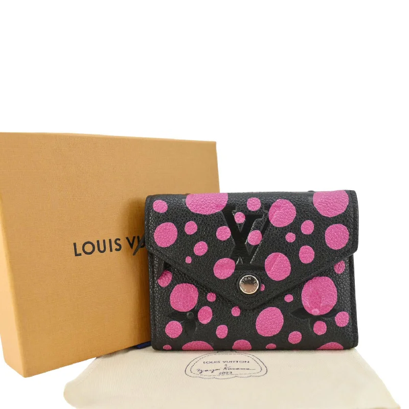 Louis Vuitton bags with a detachable mirror inside for on - the - go touch - upsLOUIS VUITTON LV X YK Victorine Polka Dot Monogram Empreinte Leather Wallet Fuchsia