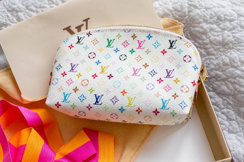 Louis Vuitton tote bags with a water - resistant coating for outdoor useLouis Vuitton Multicolor Cosmetic Pouch GM White