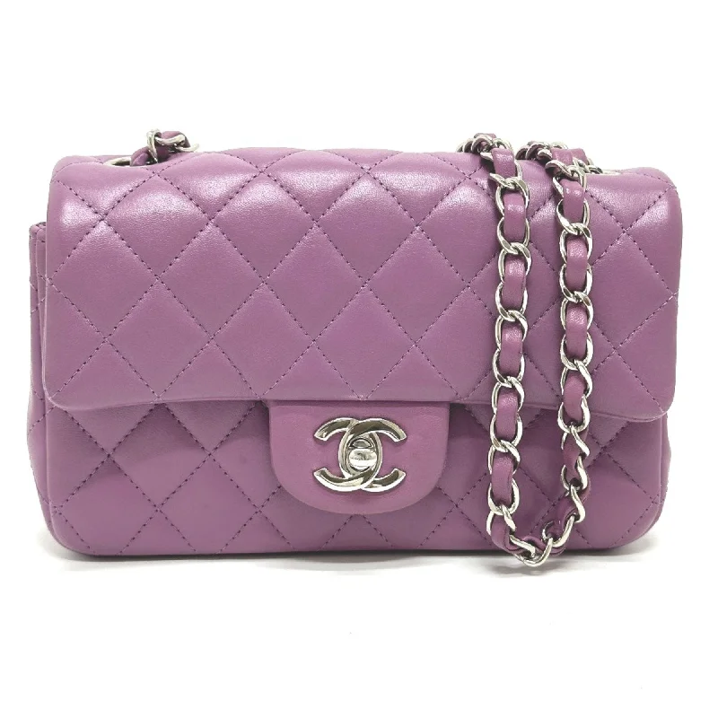 Chanel Handbag with Adjustable Strap for ComfortChanel CC Mark chain bag Shoulder Bag purple SilverHardware