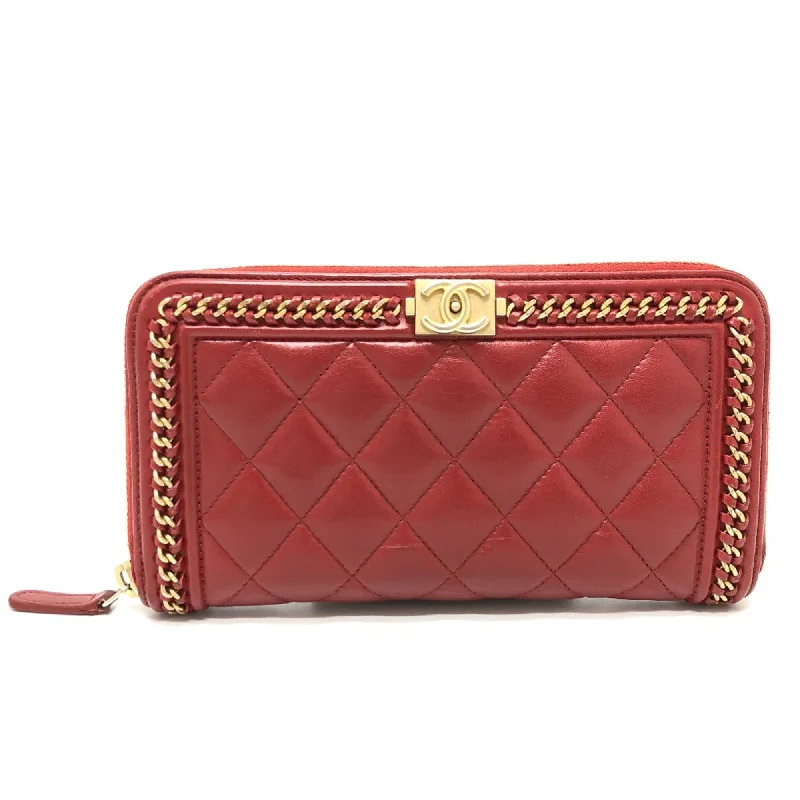 Chanel All - Match Handbag for Versatile StylingChanel CC Mark Zip Around Long Wallet Red GoldHardware