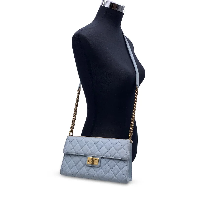 Chanel Black Handbag for Business MeetingsCHANEL Light Blue Quilted Leather Trendy Reissue Shoulder Bag