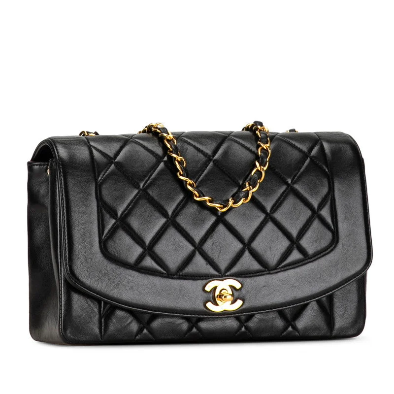 Chanel Handbag with Adjustable Strap for ComfortChanel Diana 25 Coco Clamped Chain Shoulder Bag Black Lambskin  Chanel