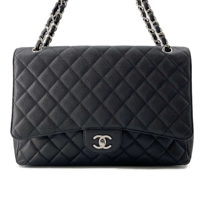 Chanel Black Handbag for Business MeetingsChanel Chain Shoulder Bag Matelasse 30 Deca Single Flap Caviar Skin Double 2way Black