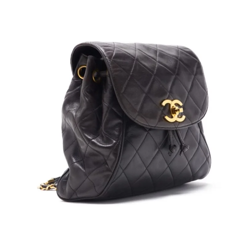 Chanel Classic Flap Bag for Evening PartyCHANEL CHANEL Matrasse Decacoco Chain Rucksack Black   Bag Chain Rucksack Lady Chain Rucksack Hybrid 【 Delivery】  Chain Rucksack