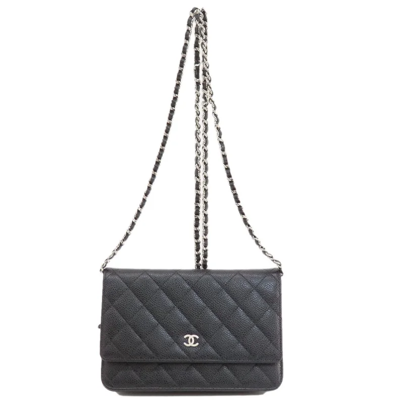 Chanel Lightweight Handbag for Daily ErrandsChanel Chain Wallet Matelasse Long Caviar Skin Women's