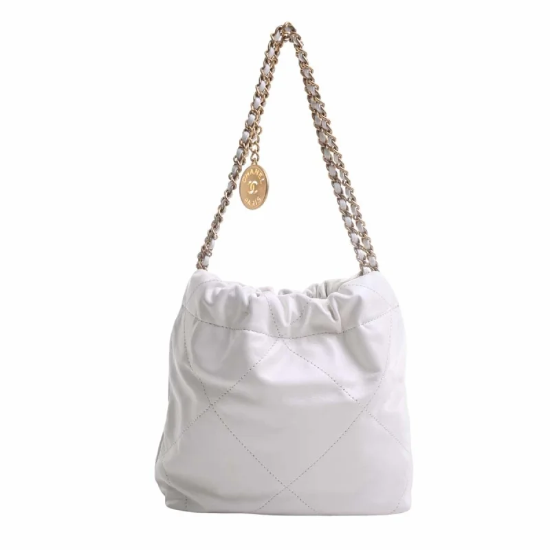 Chanel Limited Edition Handbag for CollectorsCHANEL Leather 22 Handbag Chain Shoulder Bag White Ladies