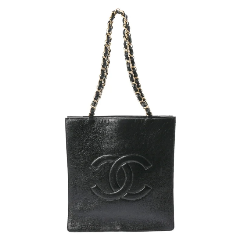 Chanel Luxury Handbag for High - End EventsCHANEL Chanel Chain Tote Black Women's Embossed Leather Bag