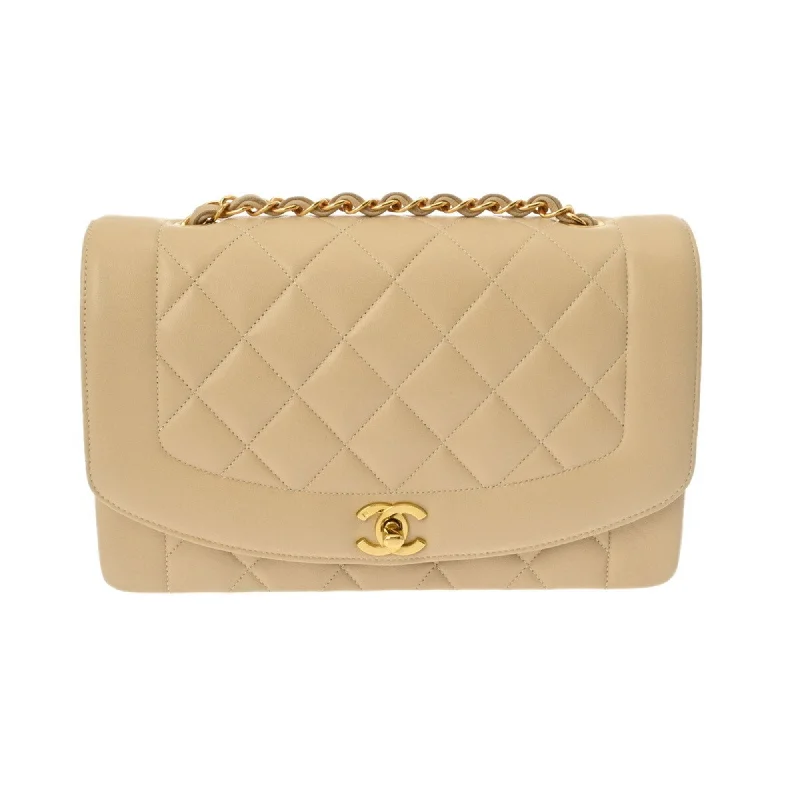 Chanel Lightweight Handbag for Daily ErrandsCHANEL Diana Chain Shoulder Bag 25cm Beige Women's Lambskin