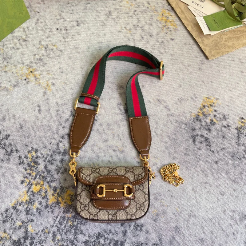 Women Gucci bags with a chain - link trim and a leather bodygucci luxury - Nushad Bags - 756