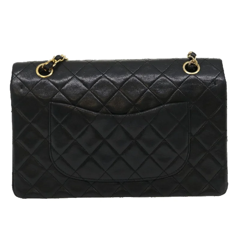 Chanel Quilted Leather Shoulder Bag for FashionistasCHANEL Classic Matelasse 25 Chain Flap Shoulder Bag Lamb Skin Black  lt448A