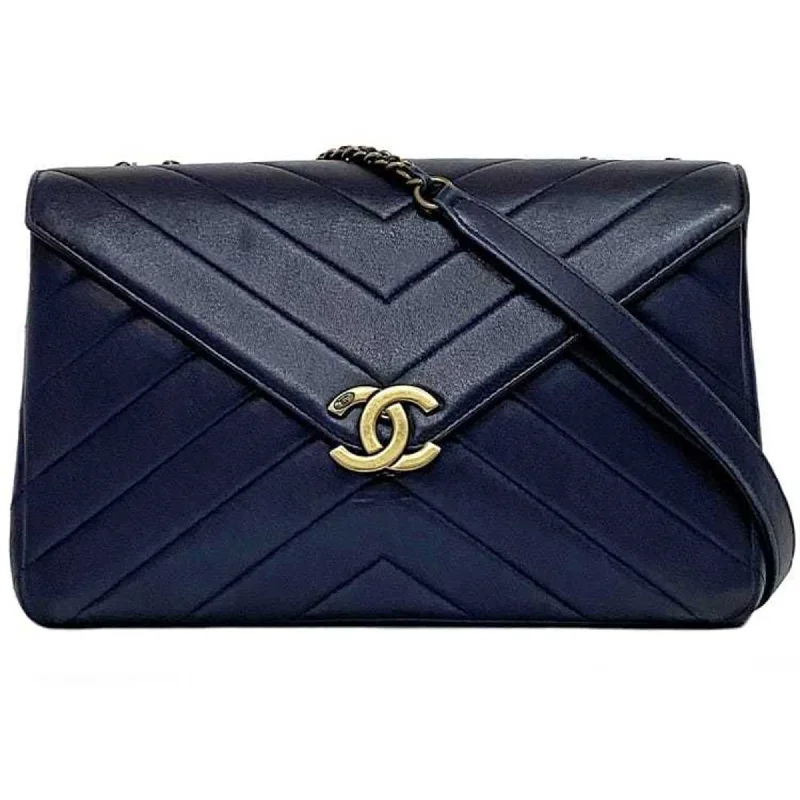 Chanel Black Handbag for Business MeetingsChanel Chain Shoulder Bag Navy V Stitch f-20741 Coco Mark Flap Leather Lambskin 2 CHANEL