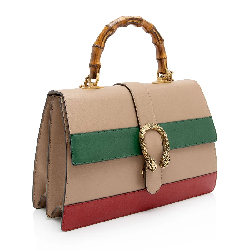 Women Gucci crossbody bags with a woven leather strapGucci Leather Bamboo Dionysus Large Top Handle Bag (KNpXAE)