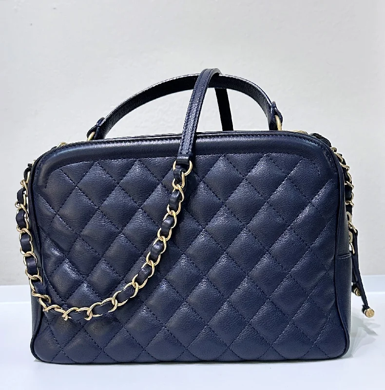 Chanel Chain Strap Handbag for Everyday UseChanel CC Top Handle Vanity Case Quilted Calfskin Small