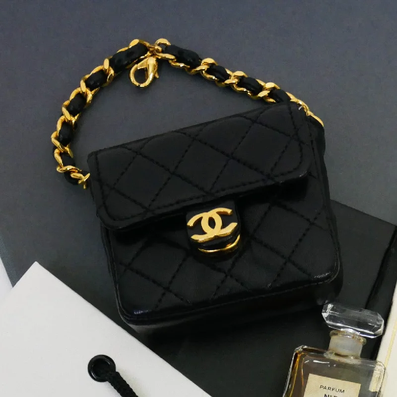 Chanel Designer Handbag with Unique DesignCHANEL Classic Flap Micro Charm Black Lambskin 63555