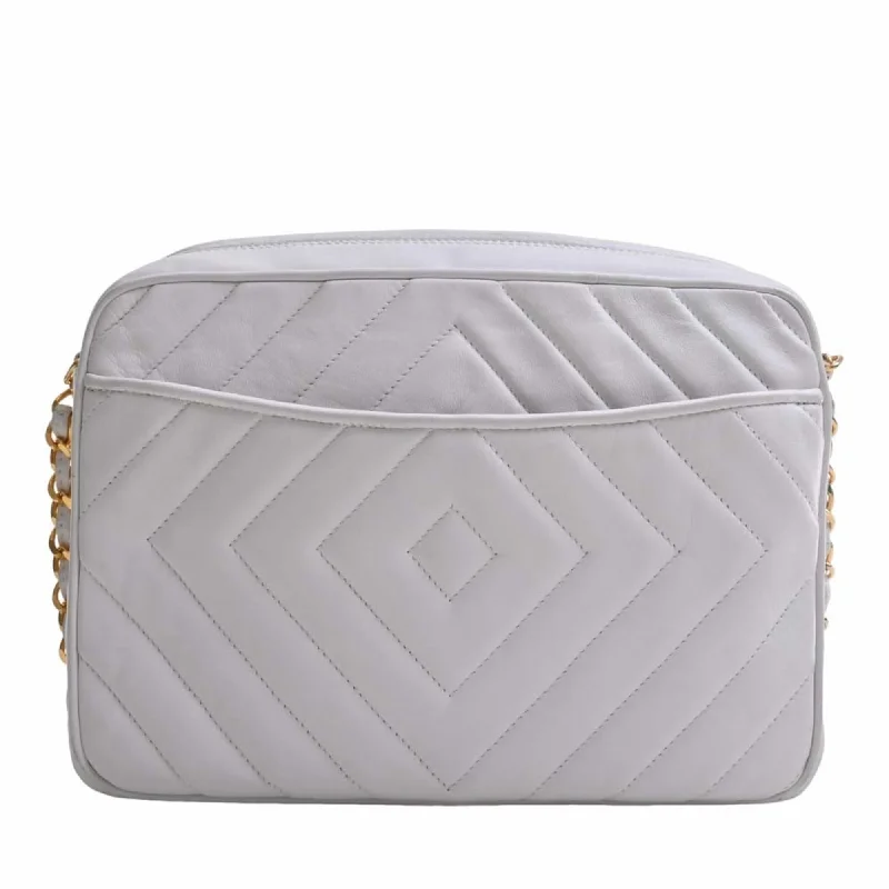 Chanel Designer Handbag with Unique DesignCHANEL Leather Coco Mark Chain Shoulder Bag White Ladies