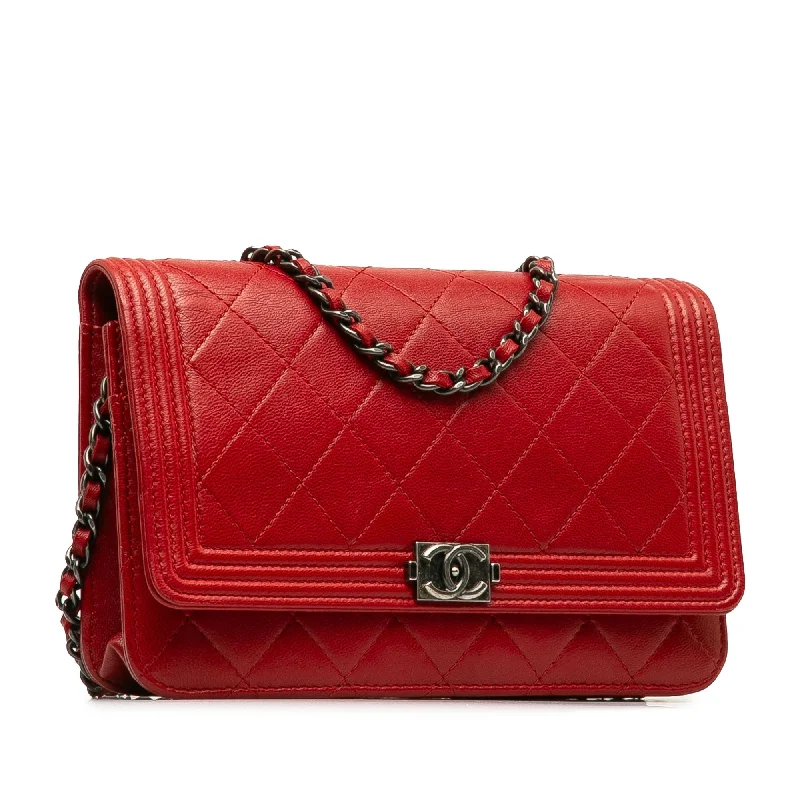 Chanel Luxury Handbag for High - End EventsCHANEL Lambskin Boy Wallet On Chain Crossbody Bag