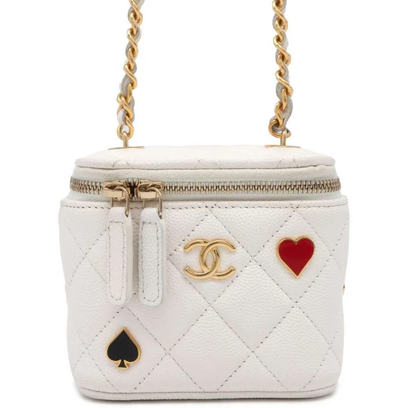 Chanel Classic Flap Bag for Evening PartyChanel Chain Shoulder Bag Small Vanity Coco Mark Matelasse Playing Cards AP3078 White