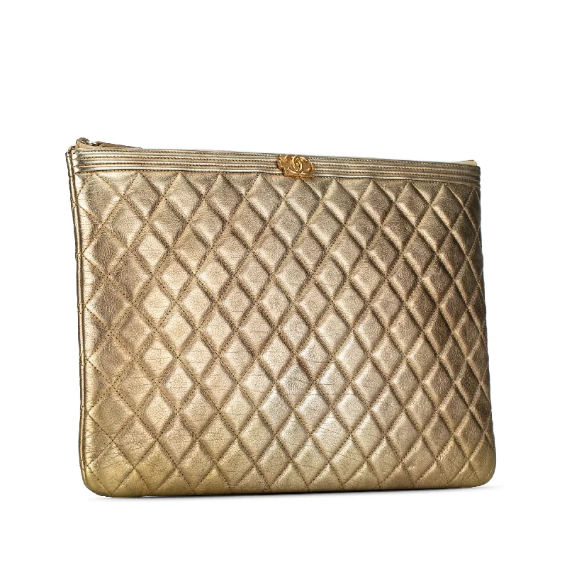 Chanel New Arrival Handbag with Gold HardwareCHANEL Large Lambskin Boy O Case Clutch Clutch Bag