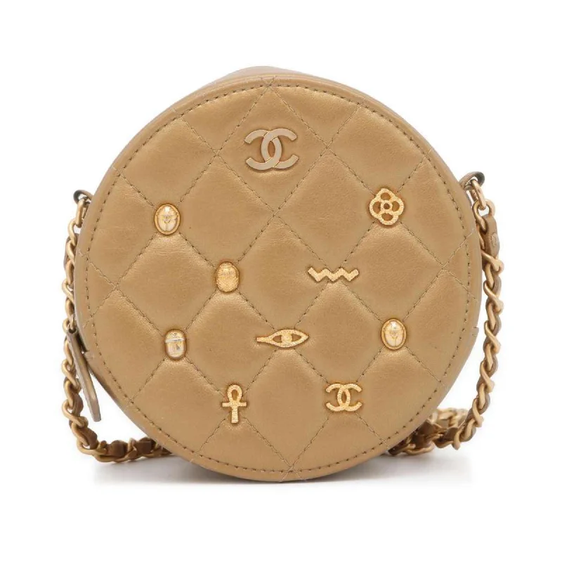 Chanel Small Crossbody Bag for TravelChanel Chain Shoulder Bag Coco Mark Matelasse Round Lambskin CHANEL