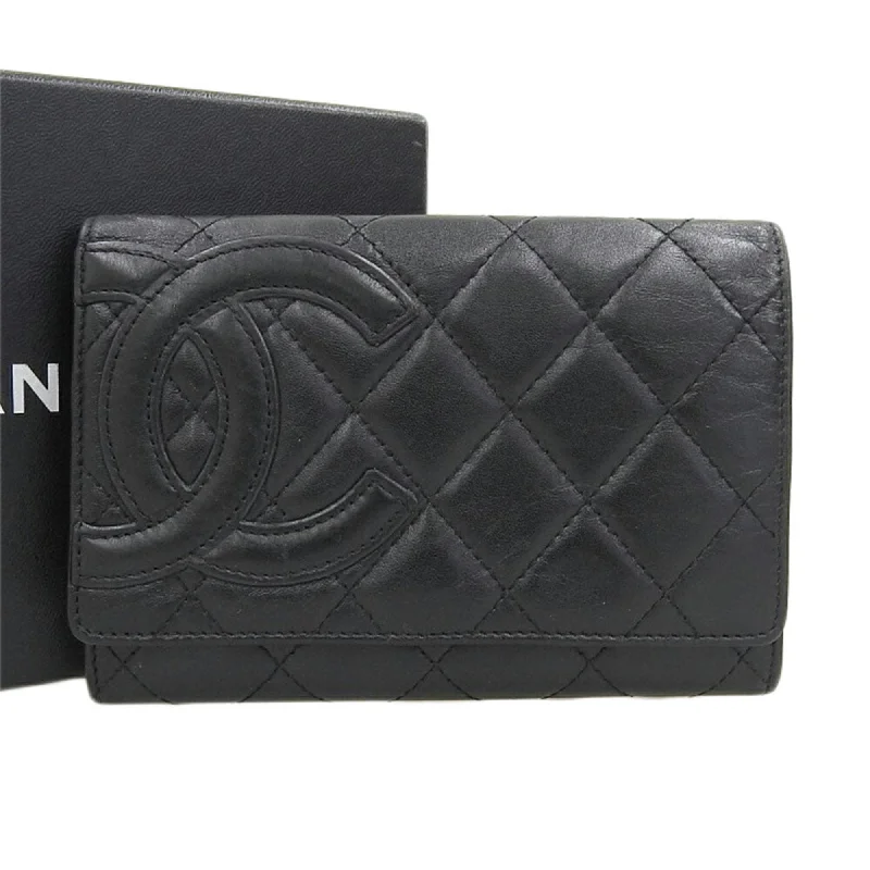 Chanel Classic Flap Bag for Evening PartyChanel CHANEL Cambon line Coco mark folding wallet with sticker No. 9 A26722 black leather