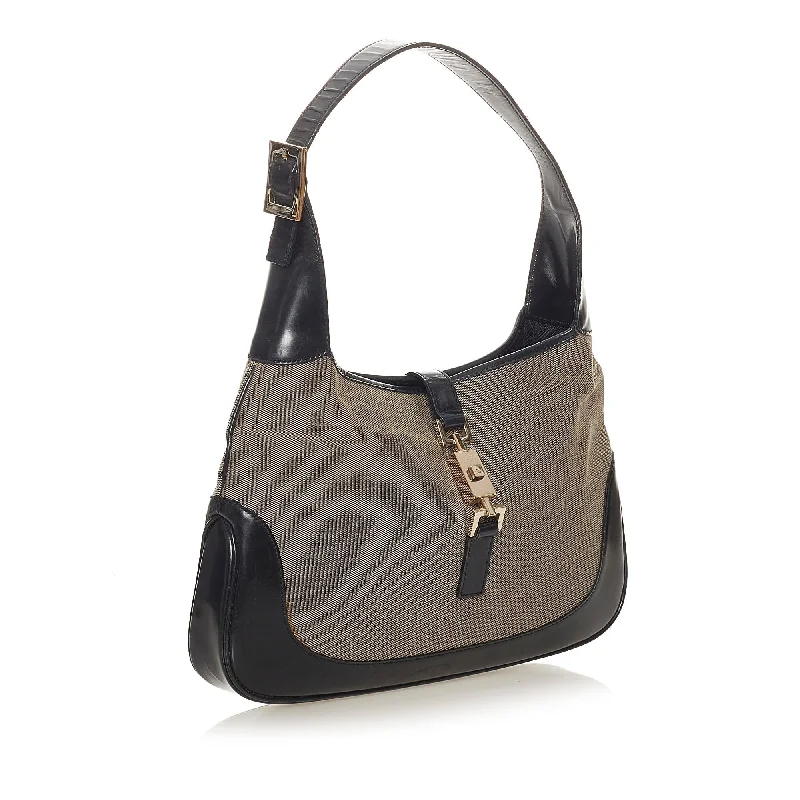 Women Gucci crossbody bags with a woven leather strapGucci Jackie Canvas Shoulder Bag (27545)