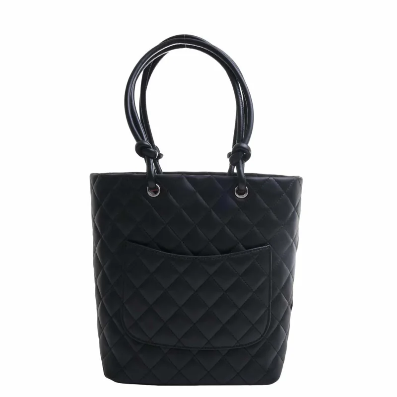 Chanel Classic Flap Bag for Evening PartyCHANEL Leather Cambon Coco Mark Small Tote Bag Black Ladies