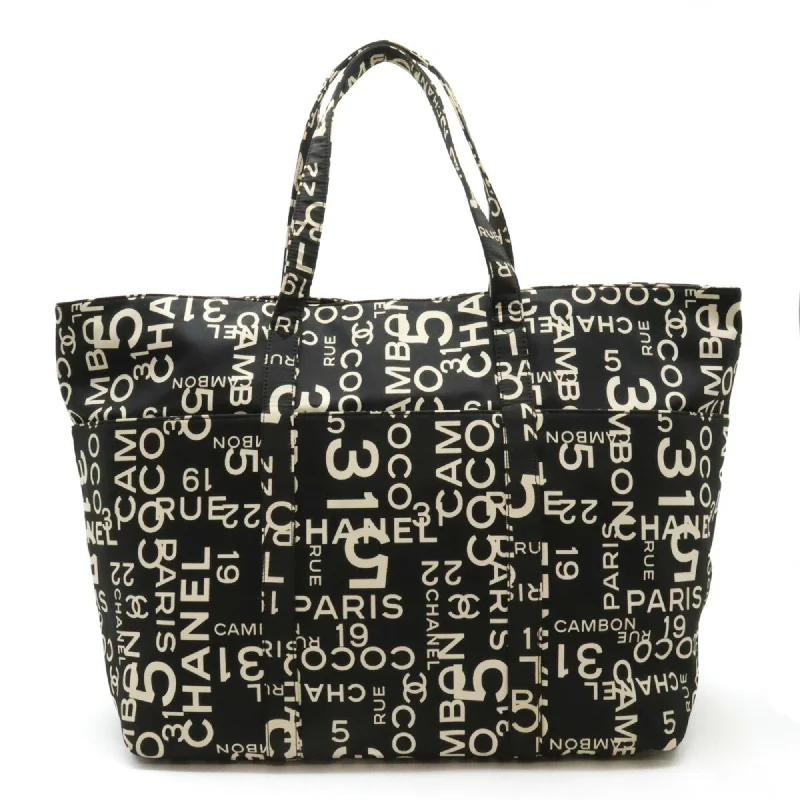 Chanel All - Match Handbag for Versatile StylingCHANEL Chanel By Sea Line Tote Bag Large Shoulder Plastic Chain Canvas Black Ivory