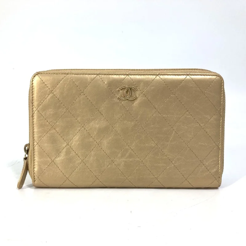 Chanel Luxury Handbag for High - End EventsChanel CC Mark CC Zip Around Long Wallet Gold