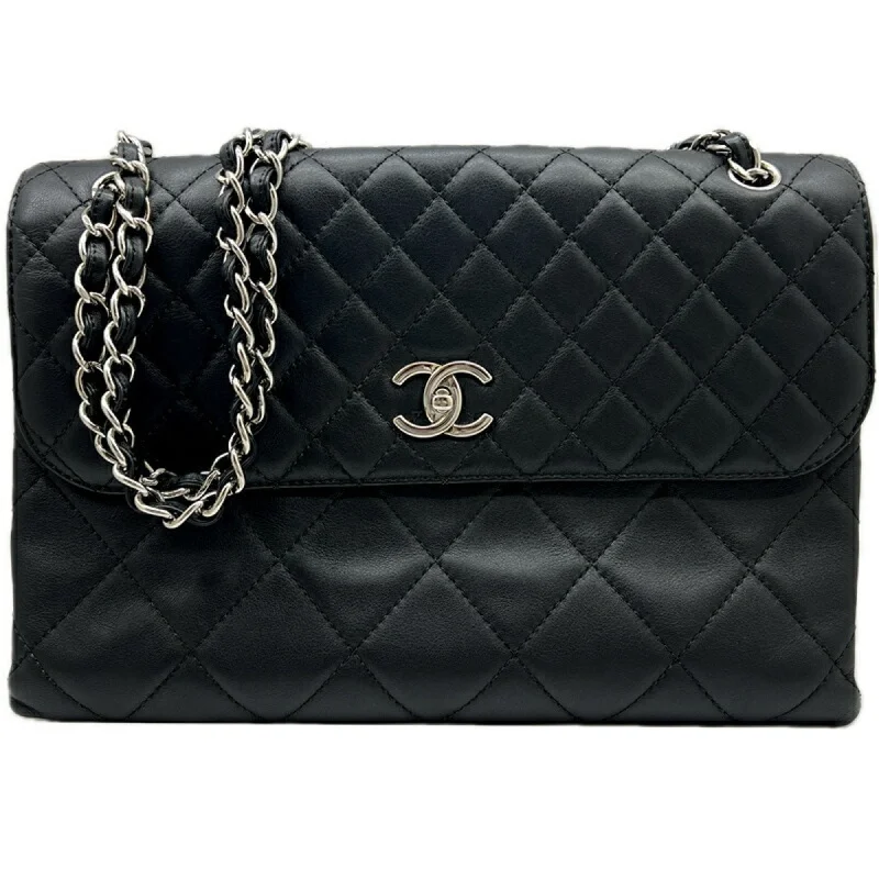 Chanel Medium Tote Bag for Office LadiesCHANEL Chanel Deca Matelasse Single Flap Leather Black Chain Bag Double Shoulder for Women and Men