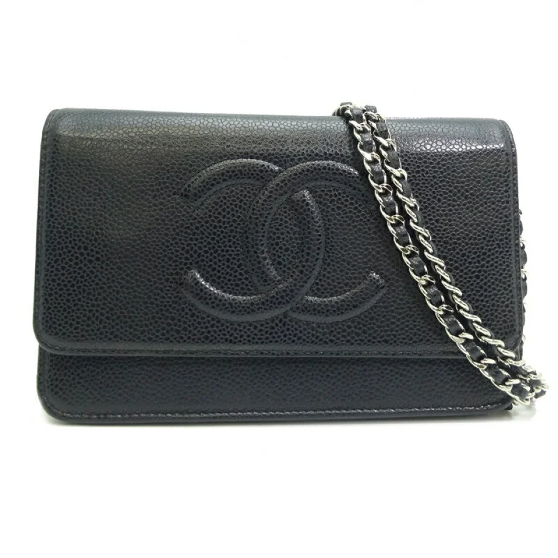 Chanel Handbag with Adjustable Strap for ComfortChanel Chain Wallet Women's Shoulder Bag 8654 Caviar Skin Black