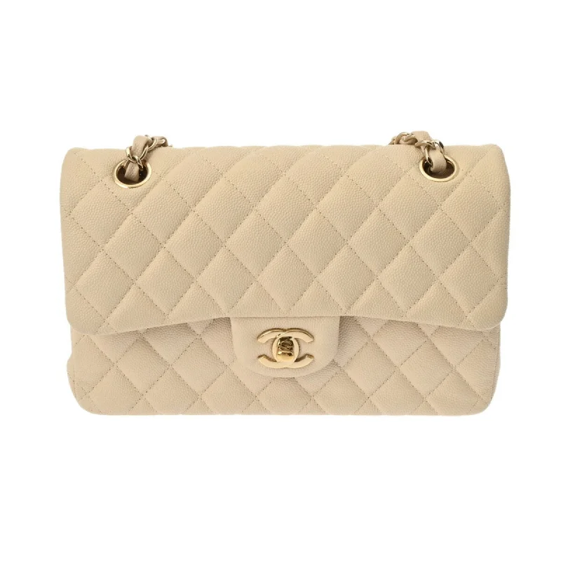 Chanel All - Match Handbag for Versatile StylingCHANEL Chanel Matelasse Chain Shoulder 23cm W Flap Beige Champagne A01113 Women's Caviar Skin Bag