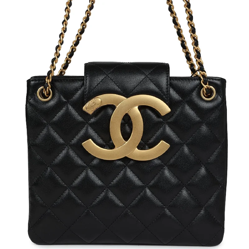 Chanel Quilted Leather Shoulder Bag for FashionistasChanel CC Small Shoulder Bag Black Lambskin Antique Gold Hardware