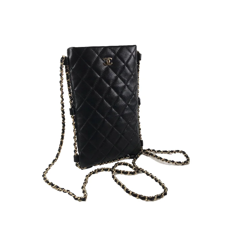 Chanel Lightweight Handbag for Daily ErrandsCHANEL Lambskin Chain Around Phone Holder Crossbody Crossbody Bag