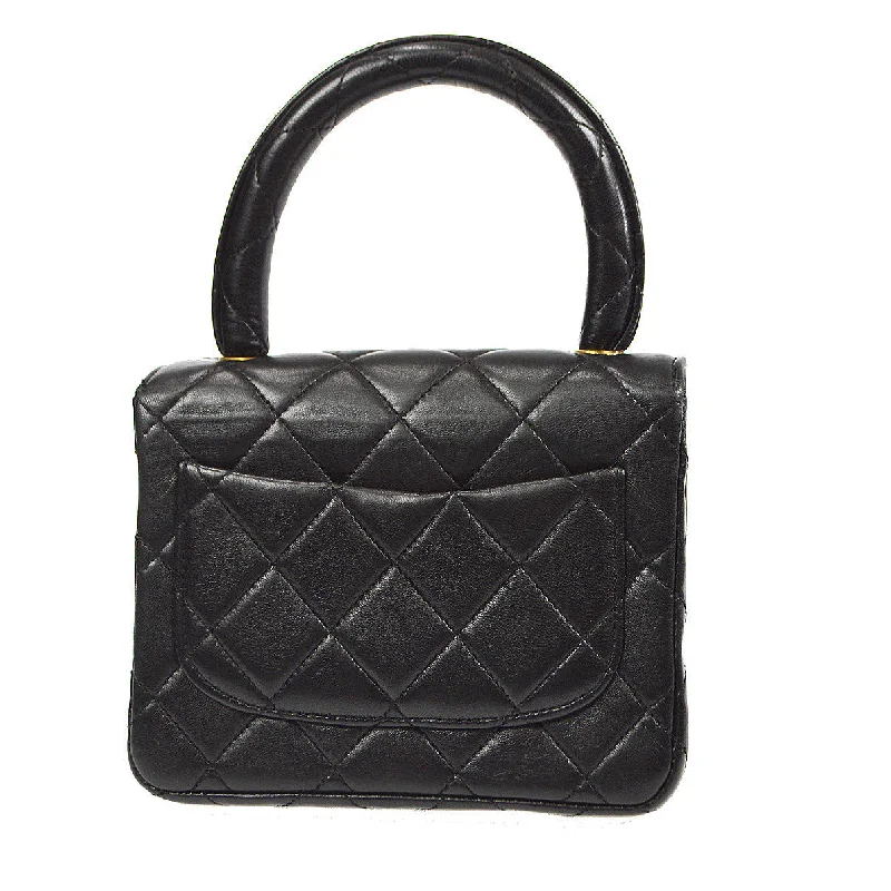 Chanel Classic Flap Bag for Evening PartyCHANEL Classic Flap Micro Square Handbag Black Lambskin 91607